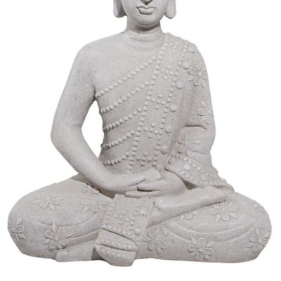 Image showing 5 th Harper & Willow 19 in. x 28 in. Light Gray Resin Sitting Buddha Decorative Garden Statue, 36743