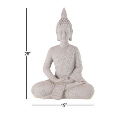 Image showing 7 th Harper & Willow 19 in. x 28 in. Light Gray Resin Sitting Buddha Decorative Garden Statue, 36743