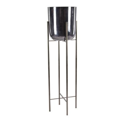 Image showing  Black Metal Indoor Outdoor Dome Planter with Removable Stand Set of 2 39 in., 46 in.H