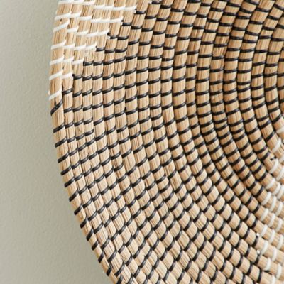 Image showing  Round Black and White Swirl Natural Round Sea-Grass Wall Decor Trays, 3 pc.