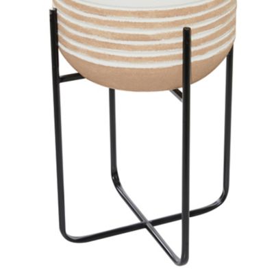 Image showing  White Metal Indoor Outdoor Planter with Removable Stand Set of 3 20 in., 24 in., 28 in. H