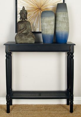 Harper & Willow Black Antique Wood Console Table, 31 in. x 32 in.