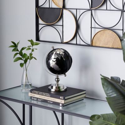 Harper & Willow Round Black And Silver Aluminum Globe, 7 in. x 11.5 in., 67785