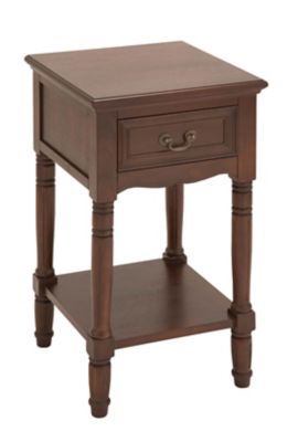 Image showing  Wood Side Table with Drawer, 16 in. x 29 in., Mahogany Brown