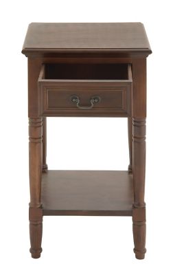 Image showing  Wood Side Table with Drawer, 16 in. x 29 in., Mahogany Brown