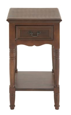 Image showing  Wood Side Table with Drawer, 16 in. x 29 in., Mahogany Brown