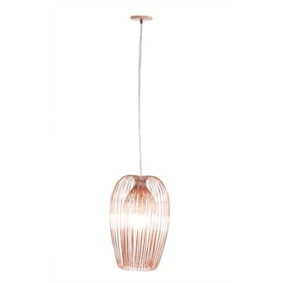 Harper & Willow Contemporary Lighting Pendant with Metal Wire Shade, 8 in. x 13 in., Copper