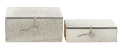 Image showing  Large Rectangular White and Gray Animal Hide Decorative Box Set, Assorted, 2 pc.