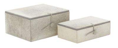 Image showing  Large Rectangular White and Gray Animal Hide Decorative Box Set, Assorted, 2 pc.