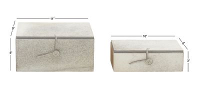 Image showing  Large Rectangular White and Gray Animal Hide Decorative Box Set, Assorted, 2 pc.