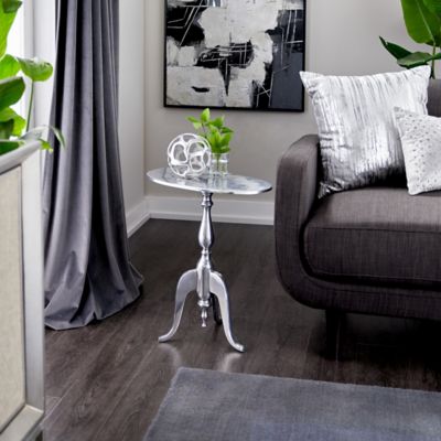 Harper & Willow Traditional Style Metallic Oval Accent Table, Silver