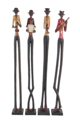 Image showing 6 th Harper & Willow Large Multicolor Jazz Band Figurines Floor Decor, 5 in. x 40 in. Each, 4 pc.