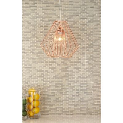 Harper & Willow Contemporary Copper Finished Lighting Pendant with Metal Wire Shade, 13" x 12"
