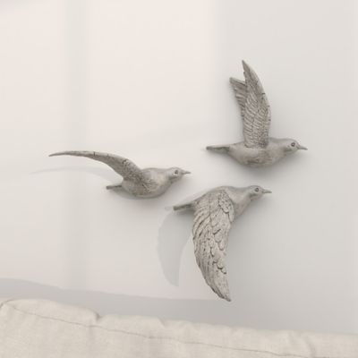 Image showing 7 th Harper & Willow Metallic Silver Flying Bird Sculptures Wall Decor, 3 pc.