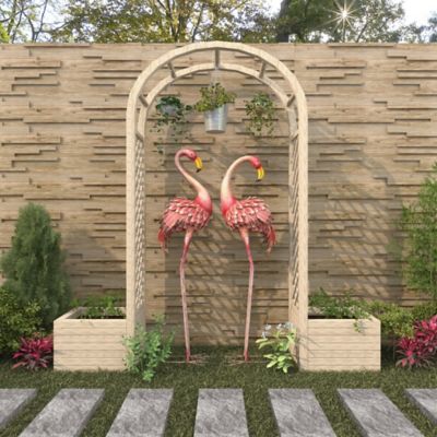 Image showing 8 th Harper & Willow Tall Pink Metal Flamingo Decorative Garden Statues, 51 in., 54 in., 2-Pack, 91455