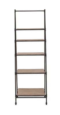 Image showing  24 in. x 72 in. 5-Tier Wood and Metal Ladder Shelf