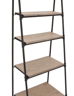 Image showing  24 in. x 72 in. 5-Tier Wood and Metal Ladder Shelf