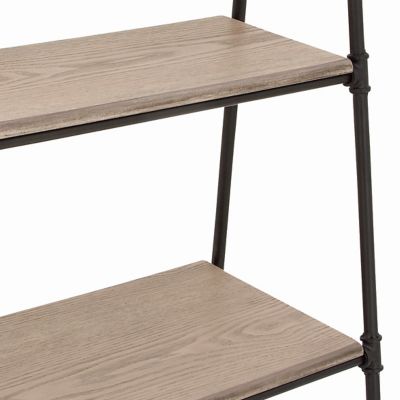 Image showing  24 in. x 72 in. 5-Tier Wood and Metal Ladder Shelf
