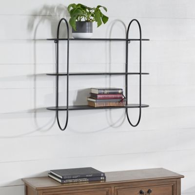 Harper & Willow Black Metal 3 Shelves Wall Shelf 28" x 8" x 28"