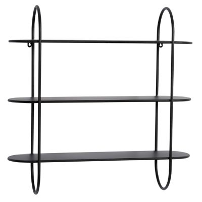 Image showing  Black Metal 3 Shelves Wall Shelf 28" x 8" x 28"