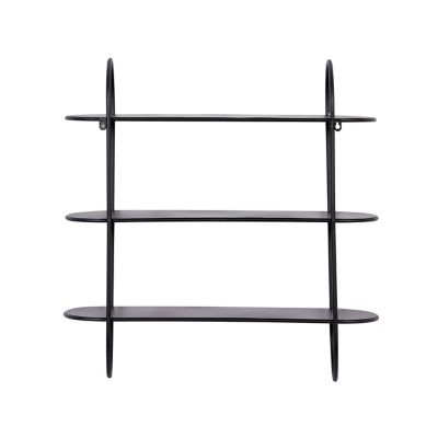 Image showing  Black Metal 3 Shelves Wall Shelf 28" x 8" x 28"
