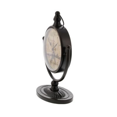 Image showing  Vintage Style Round Black Table Clocks, 8 in. x 12 in. x 5 in. W, 1.12 lb., 4 pc.