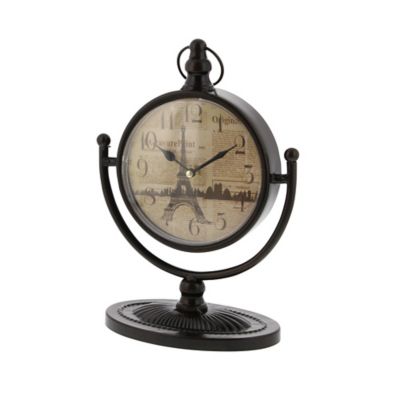 Image showing 5 th Harper & Willow Vintage Style Round Black Table Clocks, 8 in. x 12 in. x 5 in. W, 1.12 lb., 4 pc.