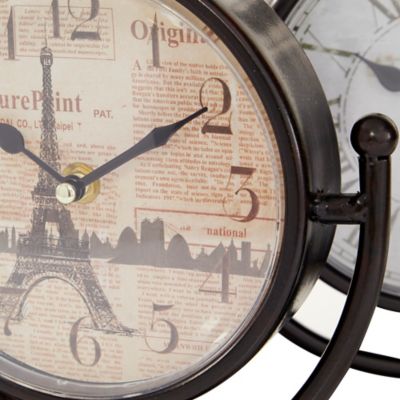 Image showing 8 th Harper & Willow Vintage Style Round Black Table Clocks, 8 in. x 12 in. x 5 in. W, 1.12 lb., 4 pc.