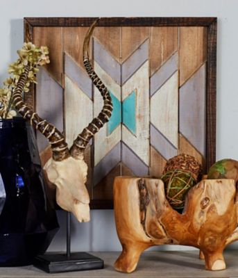 Image showing  Brown Wood Handmade Southwestern Geometric Wall Decor 20" x 2" x 20"