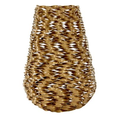 Image showing  Modern Style Large Round Twisted Metal Vase, 8 in. x 12 in., Gold