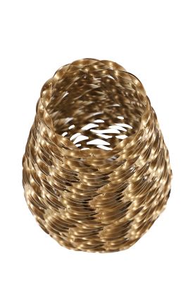 Image showing  Modern Style Large Round Twisted Metal Vase, 8 in. x 12 in., Gold