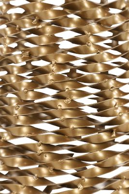Image showing  Modern Style Large Round Twisted Metal Vase, 8 in. x 12 in., Gold