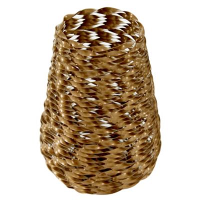 Image showing  Modern Style Large Round Twisted Metal Vase, 8 in. x 12 in., Gold