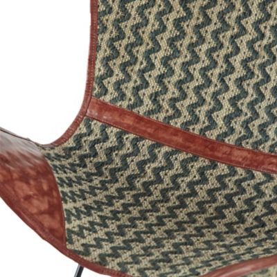 Image showing  Foldable Printed Cotton and Leather Fabric Butterfly Chair, Metal Base, 30 in. x 37 in.