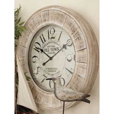 Harper Willow 31 In X 31 In Olt Town Large Round Wood Wall Clock At Tractor Supply Co