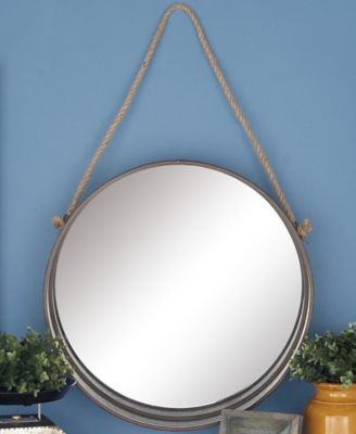 Harper & Willow Gray Aluminum Wall Mirror with Hanging Rope Set of 3 24", 19", 15"D, 47944