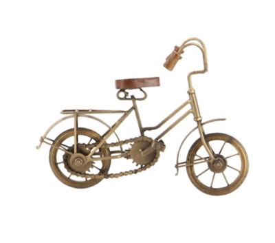 Image showing  Natural Wood and Metal Vintage Bicycle Sculptures, 11 in. x 8 in., Gold, 2 pc.