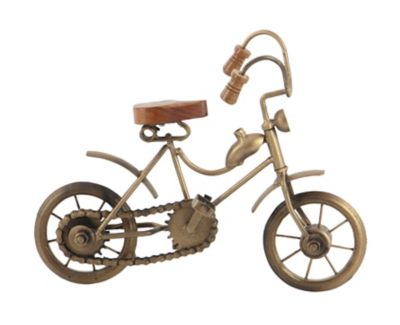 Image showing  Natural Wood and Metal Vintage Bicycle Sculptures, 11 in. x 8 in., Gold, 2 pc.