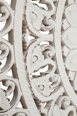 Image showing  Large Square Vintage White Carved Inlay Wood Wall Decor Set, 47 in. x 47 in.