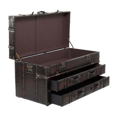 Image showing  Rectangular Faux Leather Chest Coffee Table, 40 in. x 21 in. x 20 in., Brown