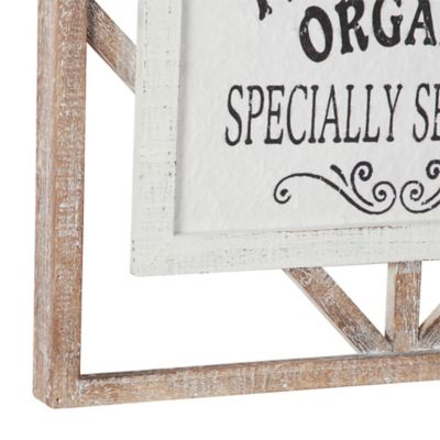 Image showing  Rectangular Black and White Farmer's Market Sign Wall Decor with Wood Framing, 16 in. x 30 in.