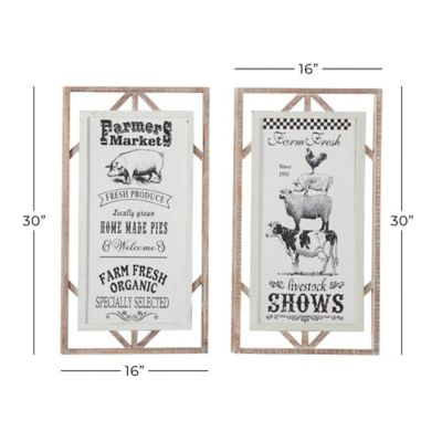 Image showing  Rectangular Black and White Farmer's Market Sign Wall Decor with Wood Framing, 16 in. x 30 in.