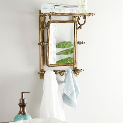 Mirror with towel discount rack