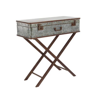 Image showing  Metal Suitcase Style Accent Table, Gray