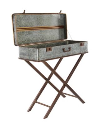 Image showing  Metal Suitcase Style Accent Table, Gray