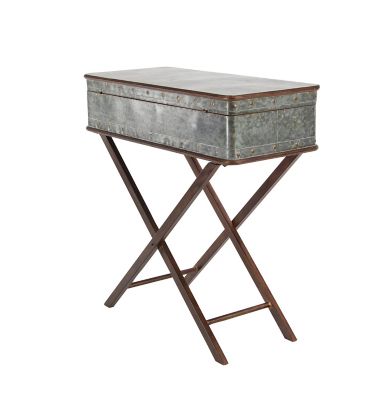 Image showing  Metal Suitcase Style Accent Table, Gray