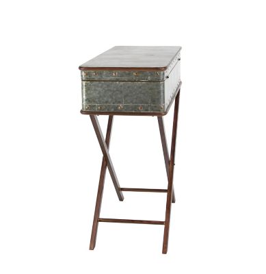 Image showing  Metal Suitcase Style Accent Table, Gray