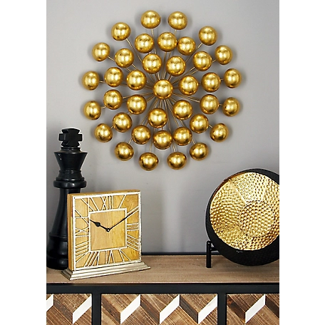 Harper & Willow Round Gold Metal Wall Decor, 24 in. x 24 in.