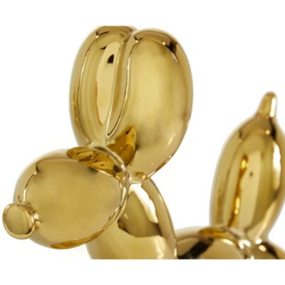 Image showing  Gold Glossy Finish Ceramic Balloon Dog Sculpture Set, 7 in., 9 in., 2 pc.