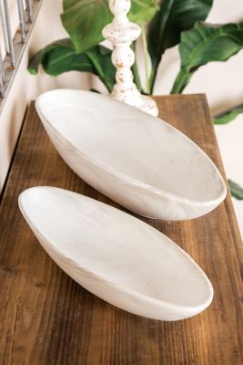 Harper & Willow White Porcelain Indoor Outdoor Planter Set of 2 22, 16 in. W